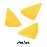 nachos. batatas fritas mexicanas, comida saborosa de rua rápida. ilustração vetorial. vetor