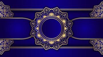 fundo de luxo azul com enfeite de mandala vetor