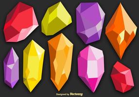Conjunto colorido de cristais de quartzo colorido vetor