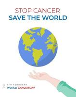 pare o câncer 4 de fevereiro design ilustração do dia mundial do câncer salve a campanha mundial sobre fundo de cor branca. vetor