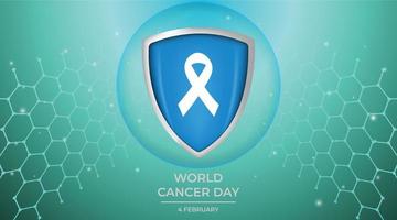 dia mundial do câncer, 4 de fevereiro, design de banner de estilo moderno, pare o câncer, campanha de conscientização sobre fundo de cor azul gradiente. vetor