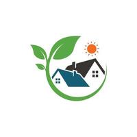 vetor de design de logotipo de ambiente de construção de folha verde