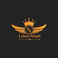 conceito de design de logotipo de letra n de luxo formas geométricas de estrelas douradas para luxos de negócios, boutique, hotel, moda, iniciais e mais identidade de marca vetor