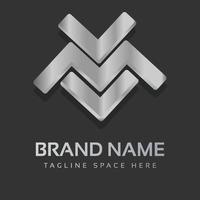 m ícone metálico do logotipo da letra do alfabeto para a empresa. design de linha prata para identidade corporativa de luxo vetor