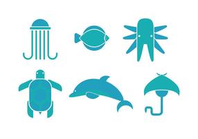 Vetores do ícone dos animais do mar