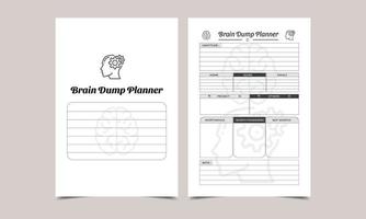 planejador de despejo de cérebro kdp design de interiores. diário de bordo imprimível vetor