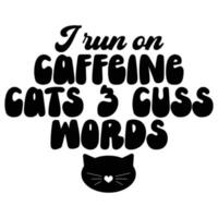 citações de gato tipografia preto e branco para impressão vetor