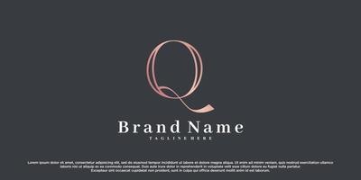design de logotipo q inicial último com vetor premium de conceito criativo