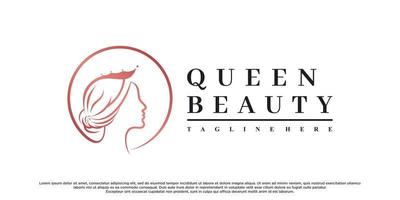 inspiração de design de logotipo de beleza rainha para mulher com vetor premium de conceito criativo