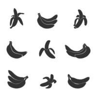 silhuetas de banana, coleção de silhuetas de banana vetor