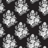 padrão abstrato floral sem costura com flores em fundo preto. design de padrão e pronto para impressão vetor