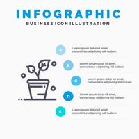 ícone de linha de natureza de primavera de ecologia de folha com fundo de infográficos de apresentação de 5 etapas vetor