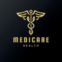 logotipo do caduceu, logotipo da saúde, logotipo médico vetor