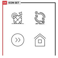 4 ícones criativos sinais modernos e símbolos de flechas de abacaxi bebem finanças elementos de design de vetores editáveis certos