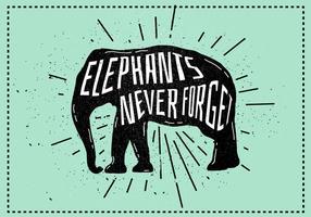 Ilustração vetorial da silhueta do elefante de vetores com tipografia