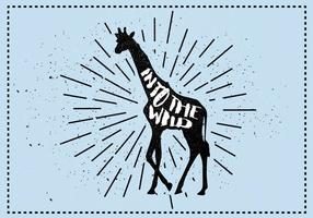 Ilustração vetorial da silhueta do girafa livre com tipografia vetor