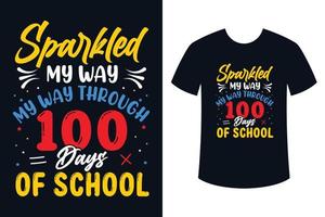 100 dias de design de camiseta de tipografia escolar para crianças vetor