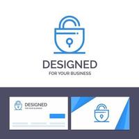 cartão de visita criativo e modelo de logotipo bloqueio ilustração vetorial de segurança bloqueada na internet vetor