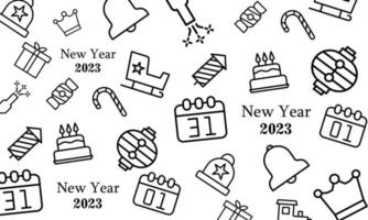 ano novo 2023 fundo abstrato de cor de linha preta para vetor de design de mídia social