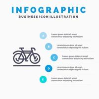 modelo de infográfico azul de caminhada de movimento de bicicleta modelo de ícone de linha vetorial de 5 etapas vetor