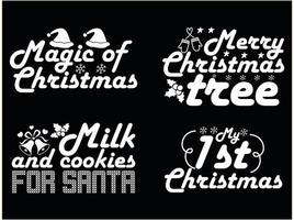 conjunto de design de camiseta svg de natal, design de citação de natal, design de camiseta retrô, camiseta de feliz natal vetor