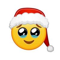 rosto feliz de natal com lágrimas tamanho grande de sorriso emoji amarelo vetor