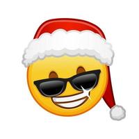 rosto sorridente de natal em óculos de sol tamanho grande de sorriso emoji amarelo vetor