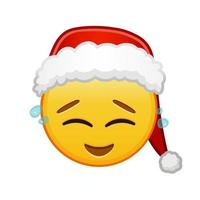 rosto feliz de natal com lágrimas tamanho grande de sorriso emoji amarelo vetor