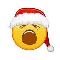 rosto cansado de natal tamanho grande de sorriso emoji amarelo vetor