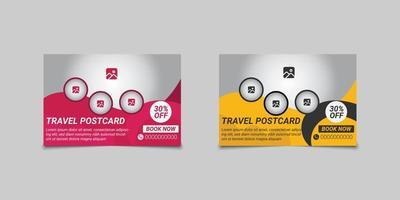 modelo de design de cartão postal de viagem. arquivo fácil e editável. vetor