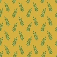 padrão de vetor sem costura de folha verde isolado em pano de fundo amarelo. design para pano de fundo de uso em todo o papel de embrulho de impressão de tecido têxtil e outros.