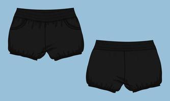 shorts pant modelo de ilustração vetorial de desenho plano de moda técnica de crianças. vetor