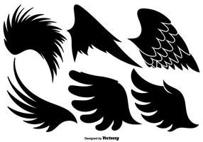Conjunto de vetores de asas de anjo Ícones pretos