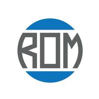 design do logotipo da carta rom em fundo branco. rom iniciais criativas conceito de logotipo de círculo. rom design de letras. vetor