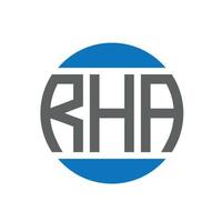 design de logotipo de carta rha em fundo branco. rha iniciais criativas círculo conceito de logotipo. design de letras rha. vetor