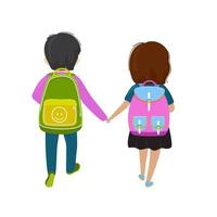 ilustração de crianças em idade escolar para a escola com mochila vetor