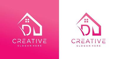 design de logotipo criativo com combinação de vetor premium de casa e carta