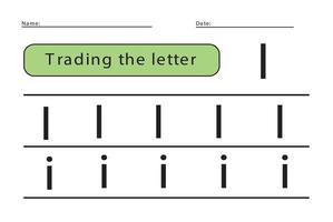 rastrear letras do alfabeto inglês. letras maiúsculas e minúsculas i. prática de caligrafia para crianças pré-escolares.