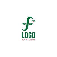 mínimo, orgânico e f letra logotipo ícone ilustração vetorial cor verde e vermelha. vetor