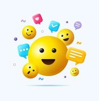 conceito de emoji amarelo 3d detalhado realista. vetor