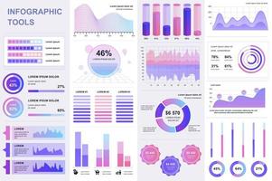 pacote de elementos de kit infográfico de ui, ux vetor