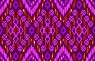 padrões de ikat roxo rosa. estilo retrô vintage tribal geométrico. tecido étnico ikat sem costura padrão. ilustração em vetor impressão asteca ikat navajo indiano. design para têxtil de vestuário de textura de pano de fundo.