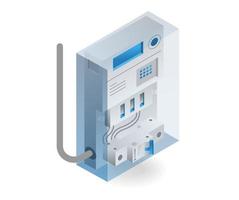 ilustração isométrica plana do conceito de painel de medidor elétrico familiar vetor