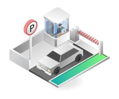 ilustração plana isométrica do parque de estacionamento vetor