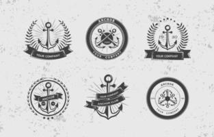 coleção de logotipo vintage de âncoras vetor