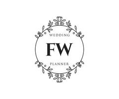 fw letras iniciais coleção de logotipos de monograma de casamento, modelos minimalistas e florais modernos desenhados à mão para cartões de convite, salve a data, identidade elegante para restaurante, boutique, café em vetor