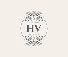 hv letras iniciais coleção de logotipos de monograma de casamento, modelos modernos minimalistas e florais desenhados à mão para cartões de convite, salve a data, identidade elegante para restaurante, boutique, café em vetor