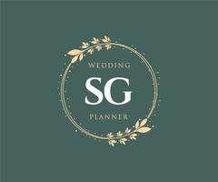 coleção de logotipos de monograma de casamento de letra inicial sg, modelos modernos minimalistas e florais desenhados à mão para cartões de convite, salve a data, identidade elegante para restaurante, boutique, café em vetor