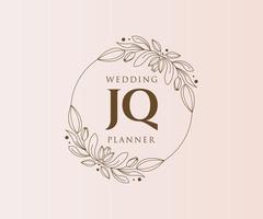 jq letras iniciais coleção de logotipos de monograma de casamento, modelos modernos minimalistas e florais desenhados à mão para cartões de convite, salve a data, identidade elegante para restaurante, boutique, café em vetor