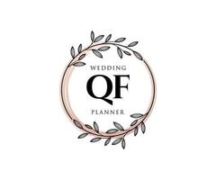 qf letras iniciais coleção de logotipos de monograma de casamento, modelos modernos minimalistas e florais desenhados à mão para cartões de convite, salve a data, identidade elegante para restaurante, boutique, café em vetor